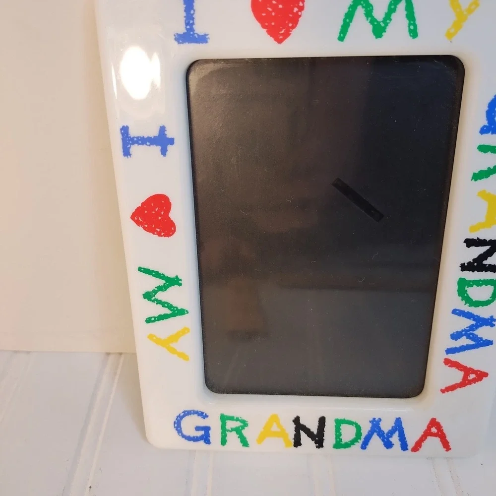I Love My Grandma Picture Frame White‎ Colorful Hand Painted Style 5x7
